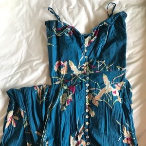 Teal Floral Button-Down Urban Outfitters Dress